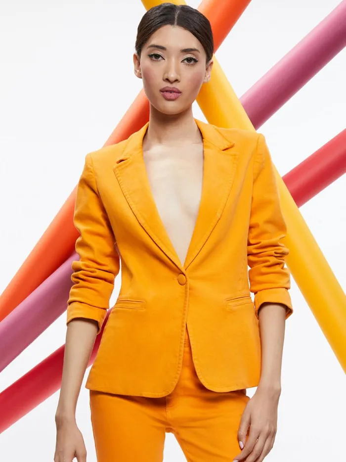 Womens Jackets Coats Alice Olivia Macey Denim Fitted Blazer Tangerine