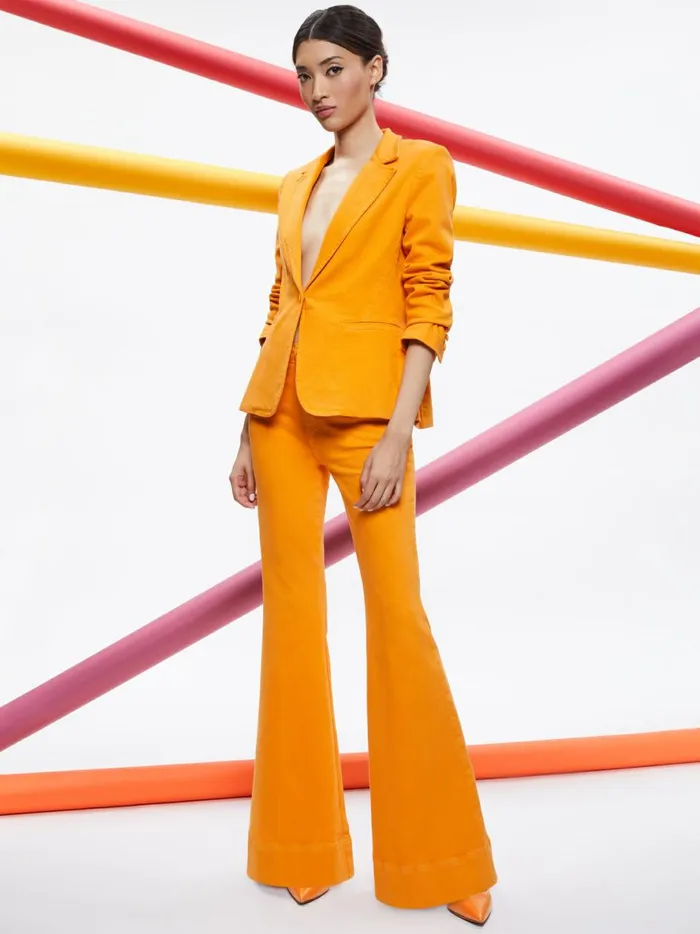 Womens Jackets Coats Alice Olivia Macey Denim Fitted Blazer Tangerine