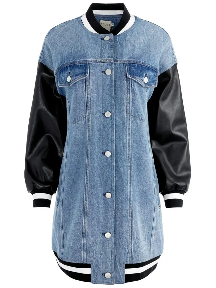 Womens Jackets Coats Alice Olivia Orten Oversized Varsity Jacket Sadie Lt Vintage Blue