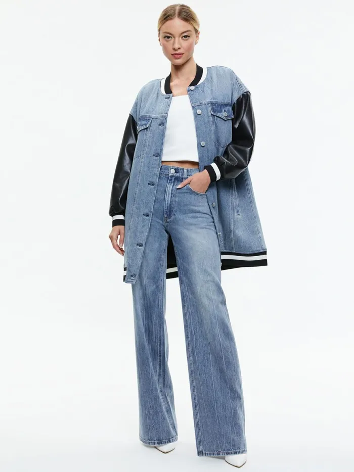 Womens Jackets Coats Alice Olivia Orten Oversized Varsity Jacket Sadie Lt Vintage Blue