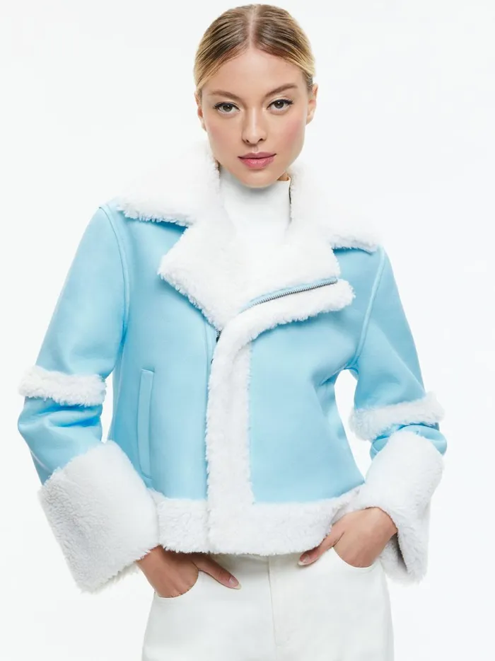 Womens Jackets Coats Alice Olivia Teny Vegan Leather Cropped Coat Iceoff White