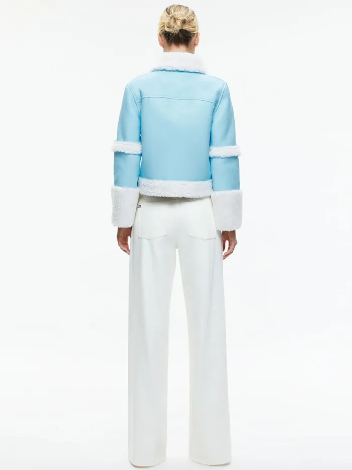 Womens Jackets Coats Alice Olivia Teny Vegan Leather Cropped Coat Iceoff White