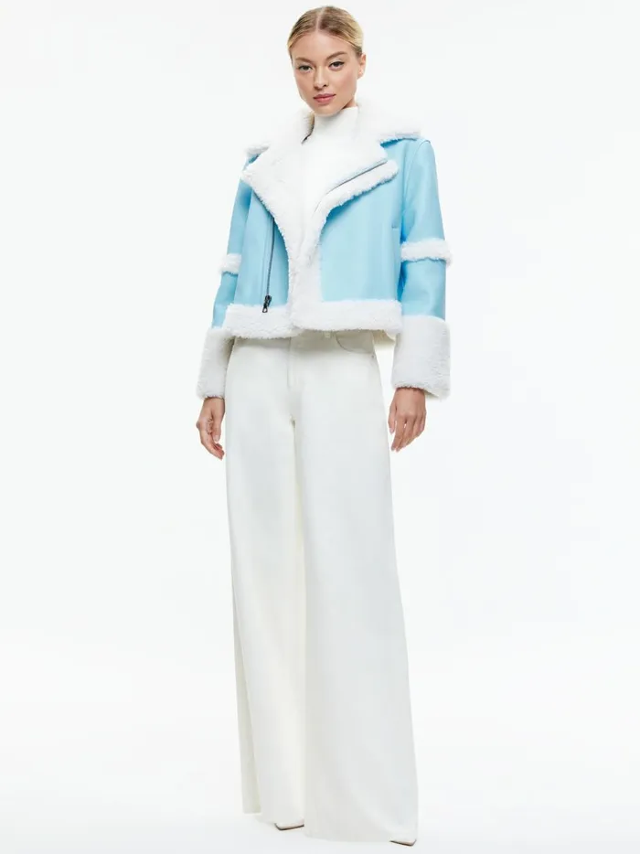 Womens Jackets Coats Alice Olivia Teny Vegan Leather Cropped Coat Iceoff White