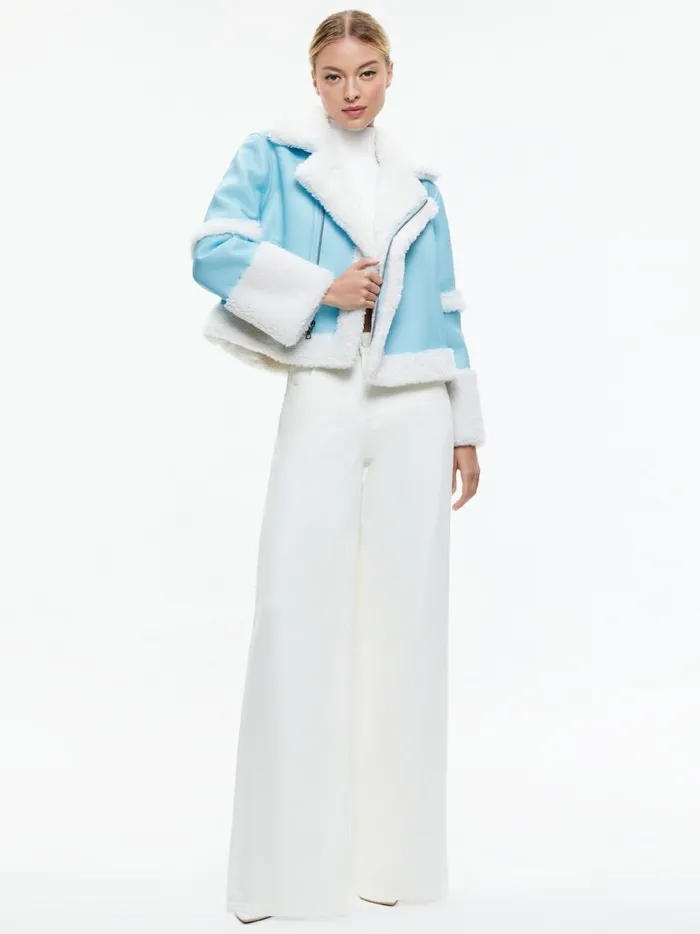 Womens Jackets Coats Alice Olivia Teny Vegan Leather Cropped Coat Iceoff White