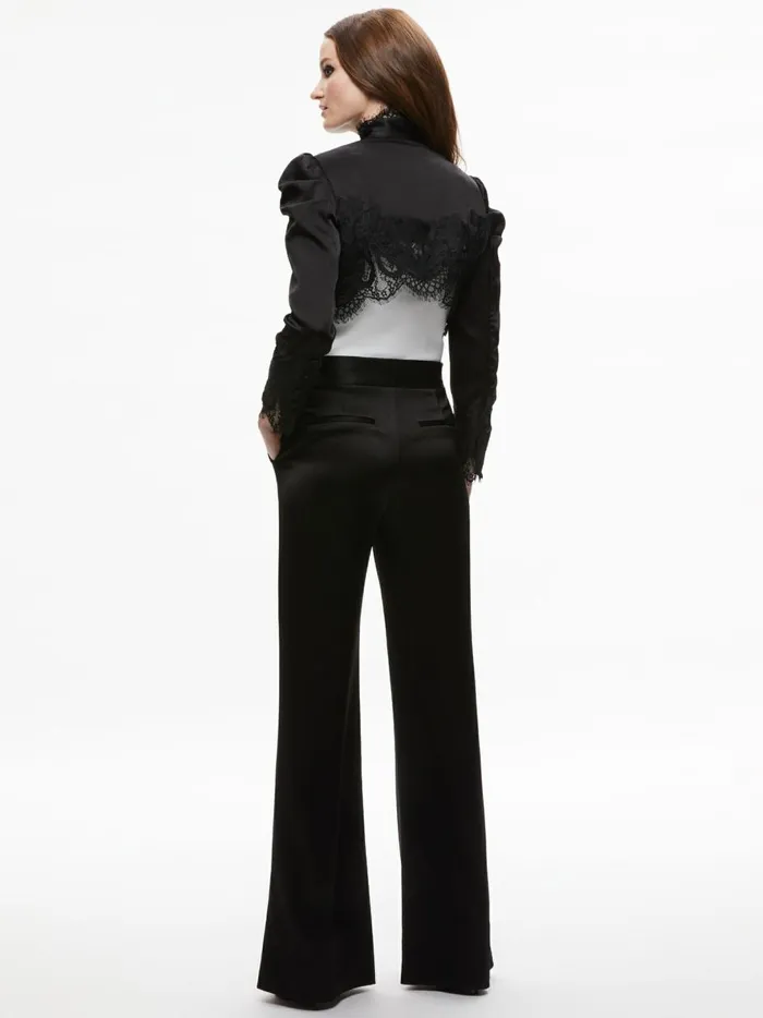 Womens Jackets Coats Alice Olivia Thomasina Puff Sleeve Lace Cropped Jacket Black