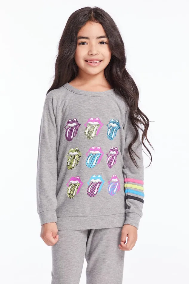 WomensKids Chaser Brand Music Rolling Stones Multi Logo Girls Long Sleeve