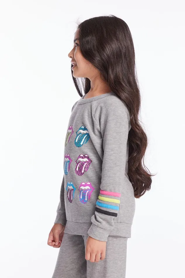 WomensKids Chaser Brand Music Rolling Stones Multi Logo Girls Long Sleeve