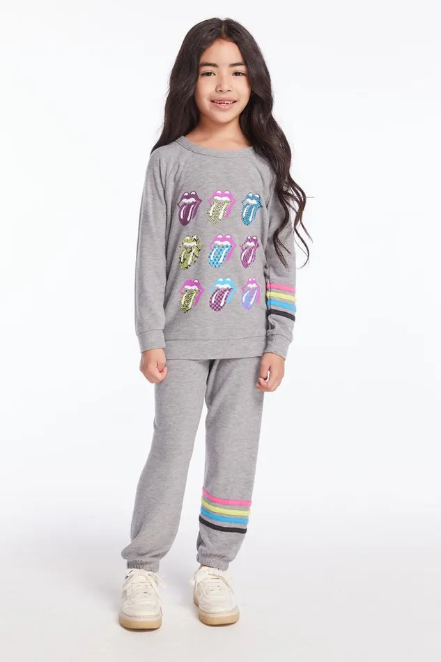 WomensKids Chaser Brand Music Rolling Stones Multi Logo Girls Long Sleeve