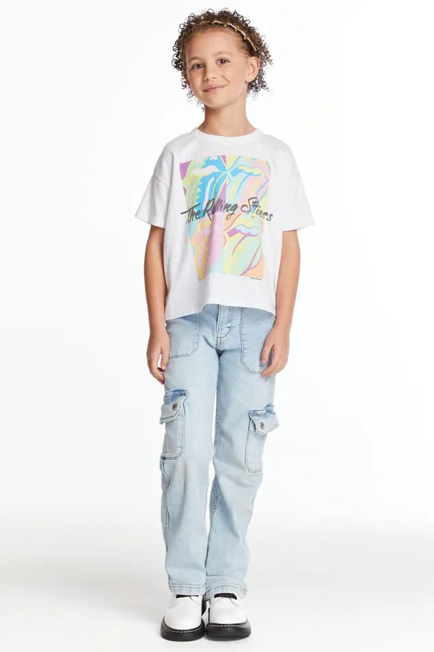 WomensKids Chaser Brand Music Rolling Stones Multi Logo Girls Tee