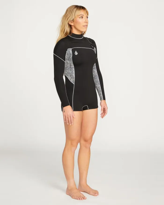 Womens Modulator 2mm Long Sleeve Chest Zip Wetsuit 8211 Black Womens Volcom Swim