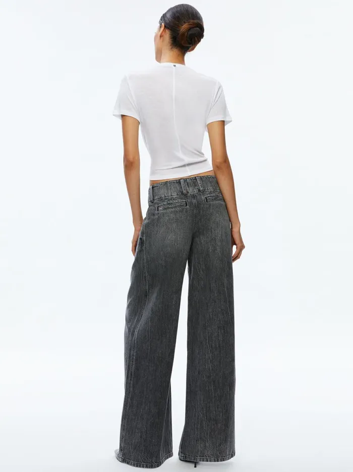 Womens Pants Alice Olivia Anders Low Rise Pleated Jean Georgia Vintage Black