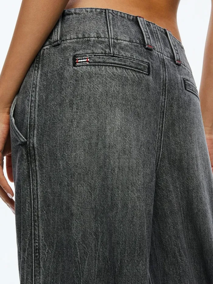 Womens Pants Alice Olivia Anders Low Rise Pleated Jean Georgia Vintage Black