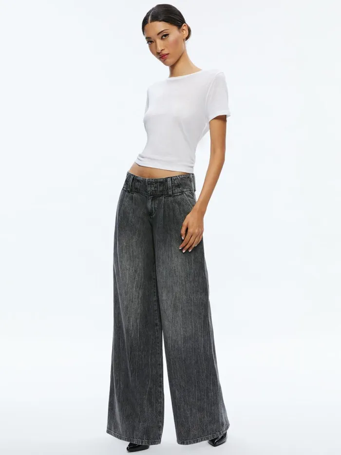Womens Pants Alice Olivia Anders Low Rise Pleated Jean Georgia Vintage Black