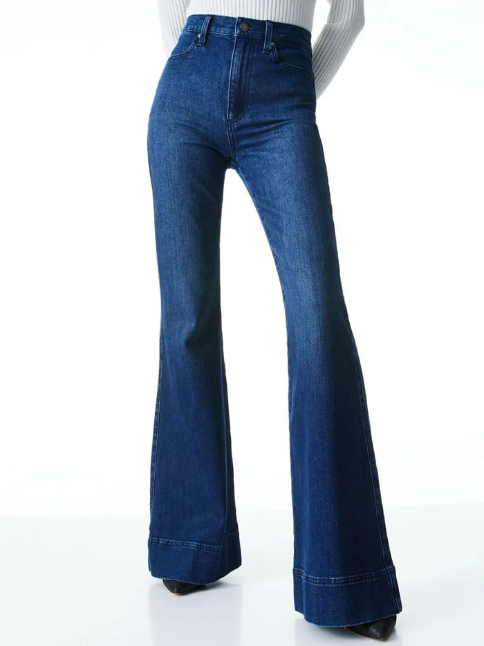 Womens Pants Alice Olivia Beautiful High Rise Bell Love Train