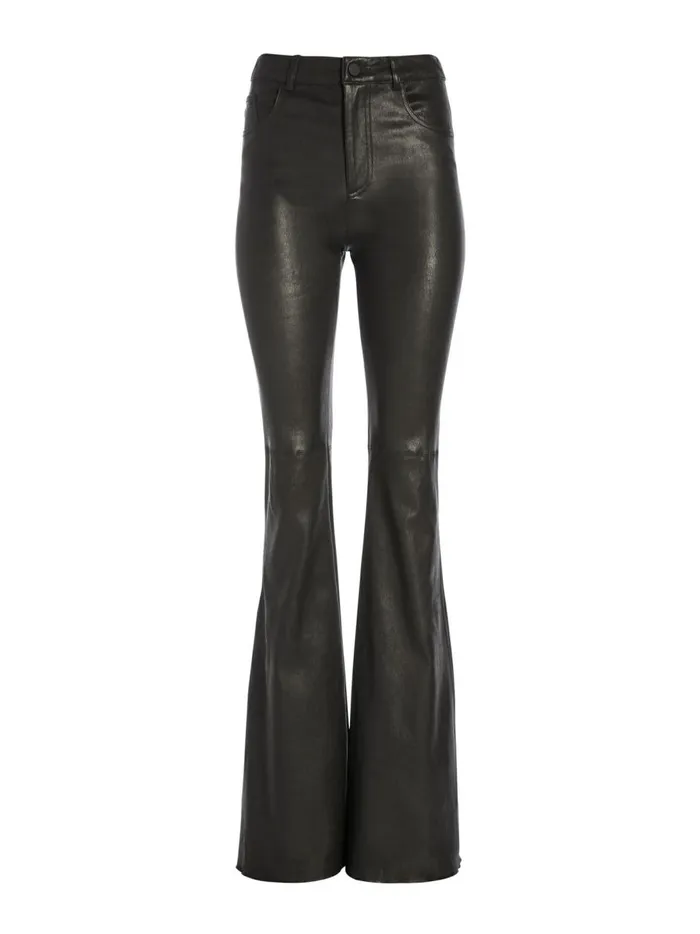 Womens Pants Alice Olivia Brent High Waisted Leather Pant Black
