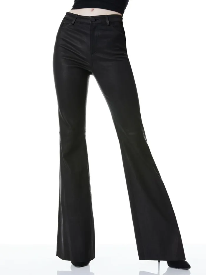 Womens Pants Alice Olivia Brent High Waisted Leather Pant Black