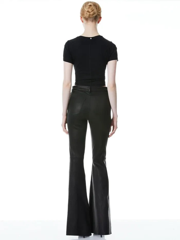 Womens Pants Alice Olivia Brent High Waisted Leather Pant Black