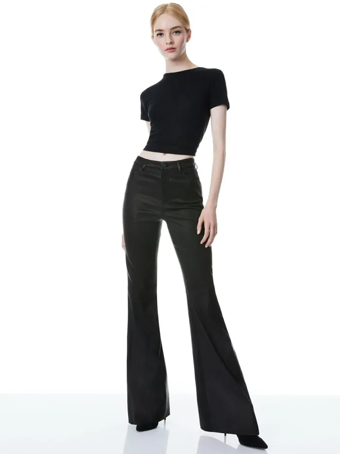 Womens Pants Alice Olivia Brent High Waisted Leather Pant Black