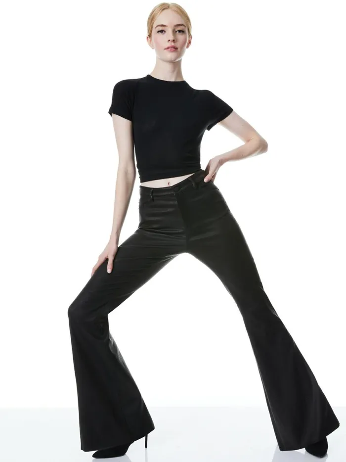 Womens Pants Alice Olivia Brent High Waisted Leather Pant Black