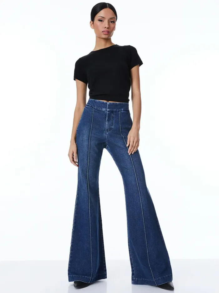 Womens Pants Alice Olivia Dylan High Waisted Wide Leg Jean Love Train
