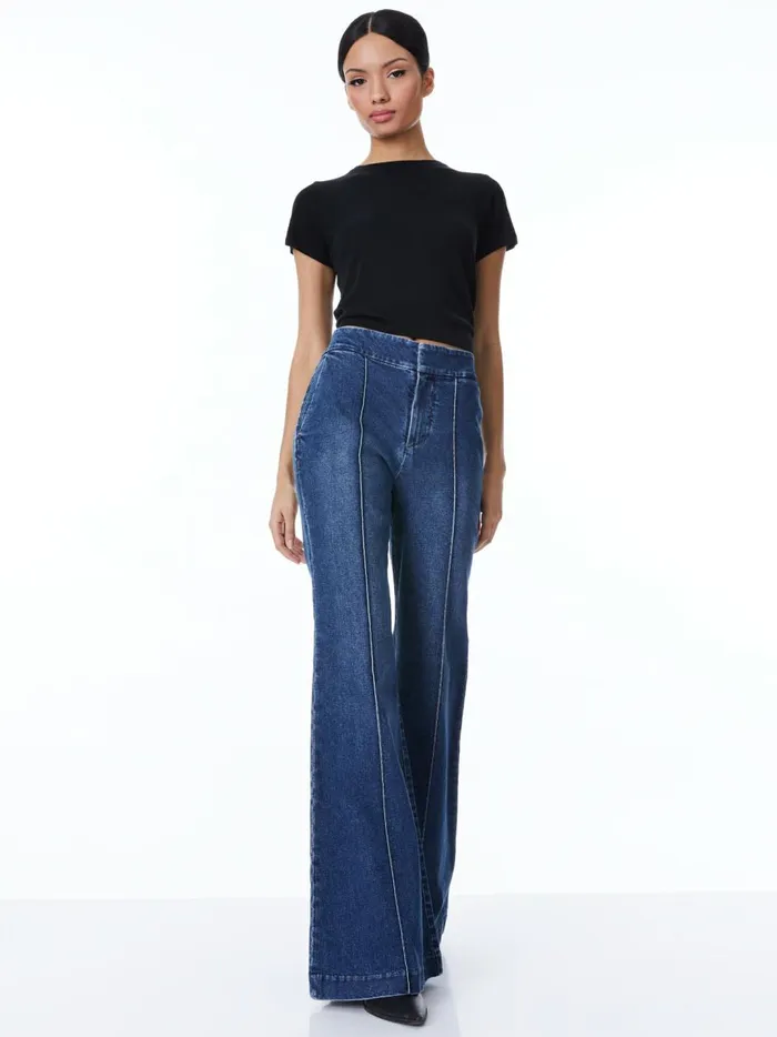 Womens Pants Alice Olivia Dylan High Waisted Wide Leg Jean Love Train