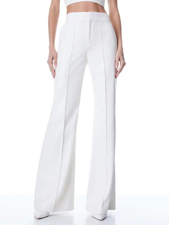 Womens Pants Alice Olivia Dylan Vegan Leather Wide Leg Pant Ecru