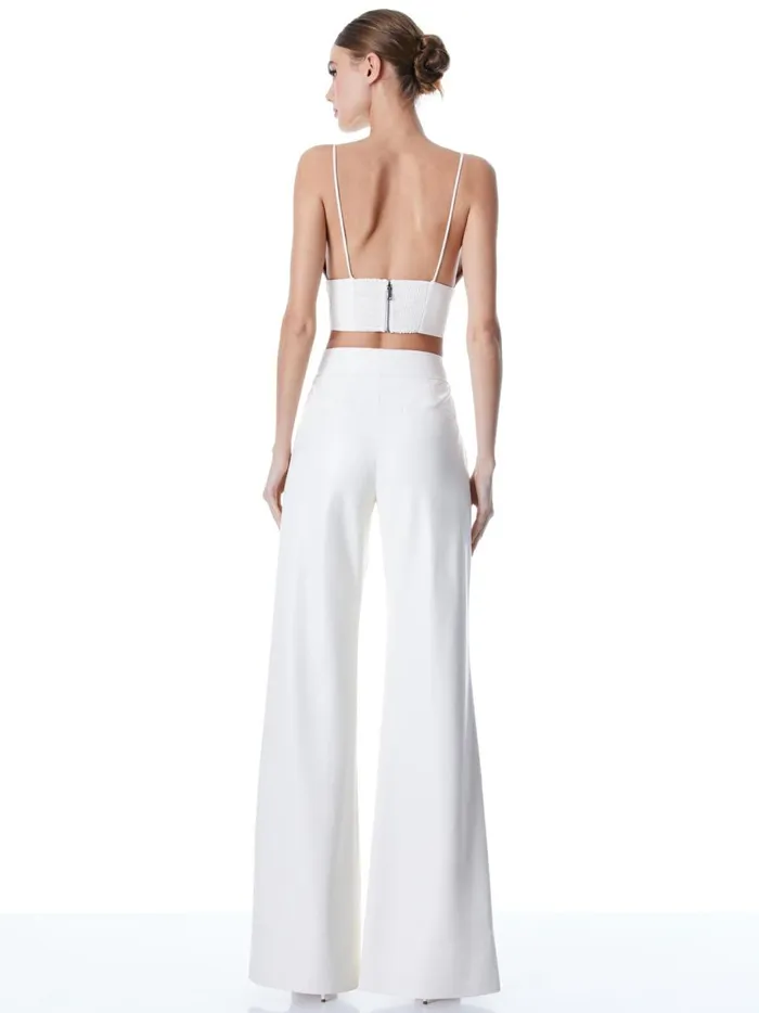 Womens Pants Alice Olivia Dylan Vegan Leather Wide Leg Pant Ecru