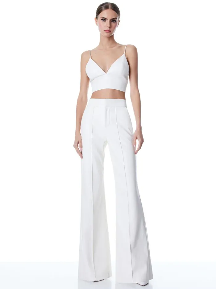 Womens Pants Alice Olivia Dylan Vegan Leather Wide Leg Pant Ecru