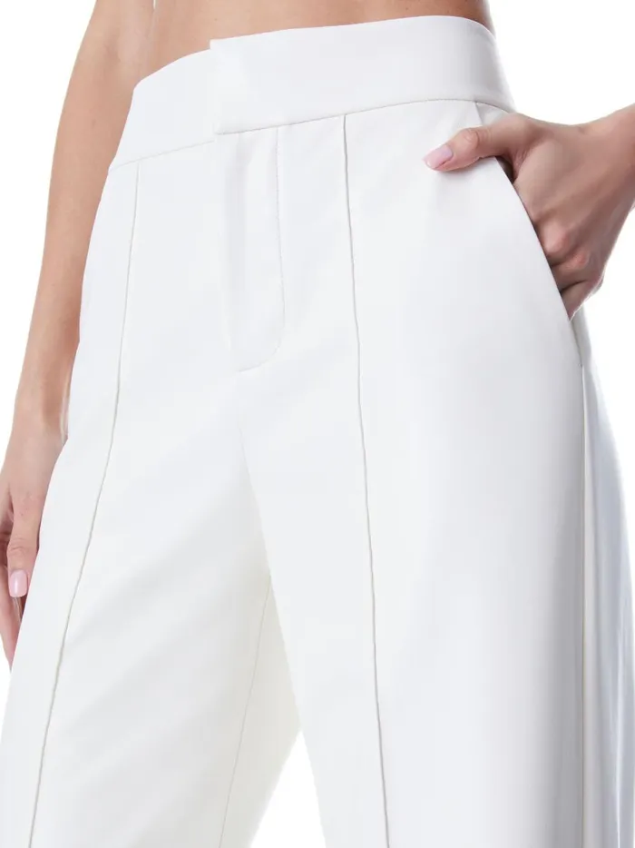 Womens Pants Alice Olivia Dylan Vegan Leather Wide Leg Pant Ecru