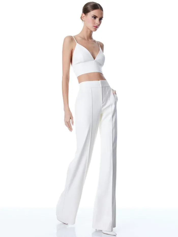 Womens Pants Alice Olivia Dylan Vegan Leather Wide Leg Pant Ecru
