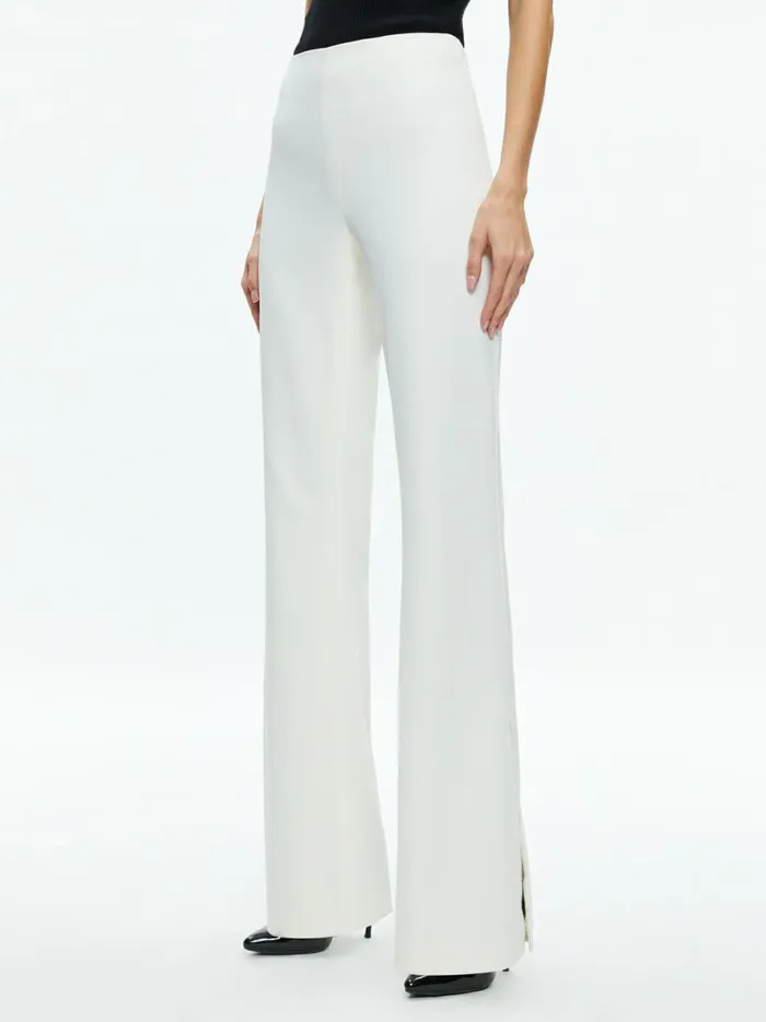 Womens Pants Alice Olivia Lara Side Slit Pant Ecru