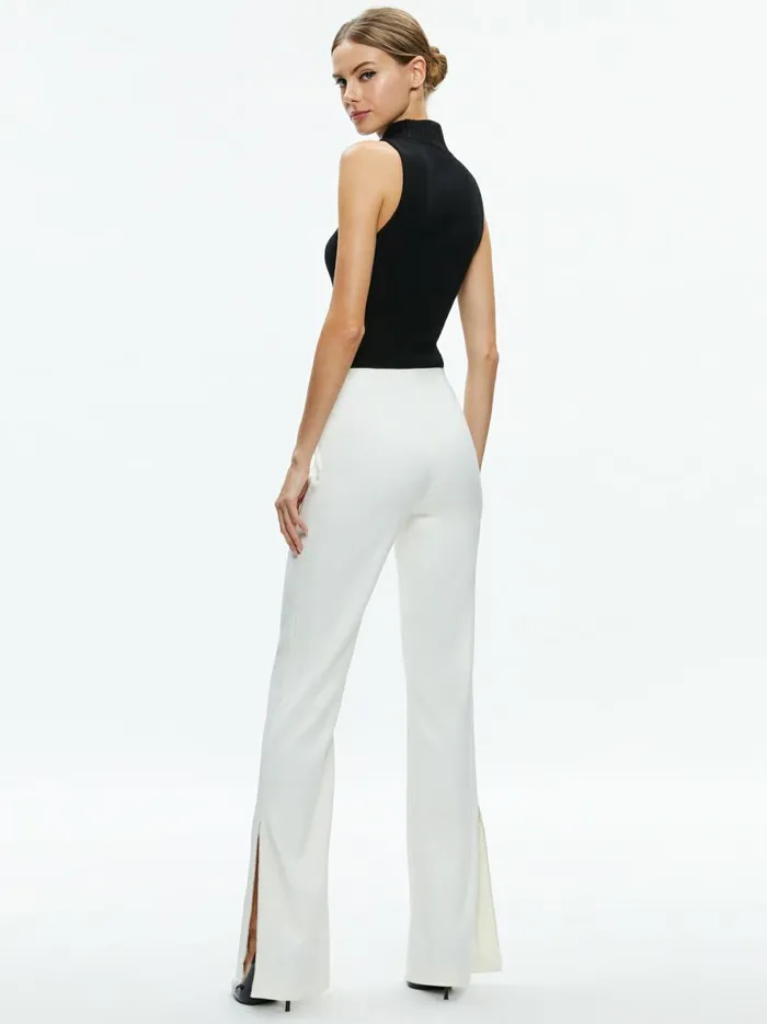 Womens Pants Alice Olivia Lara Side Slit Pant Ecru