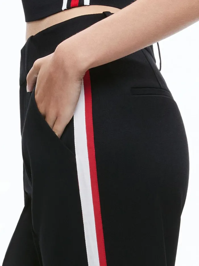 Womens Pants Alice Olivia Ming Cuffed Pant With Side Stripe Blackperfect Ruby