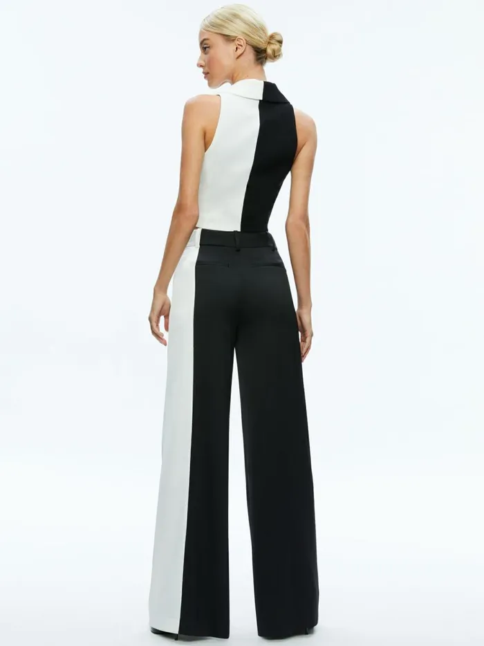 Womens Pants Alice Olivia Pompey Color Block Pant Blackoff White