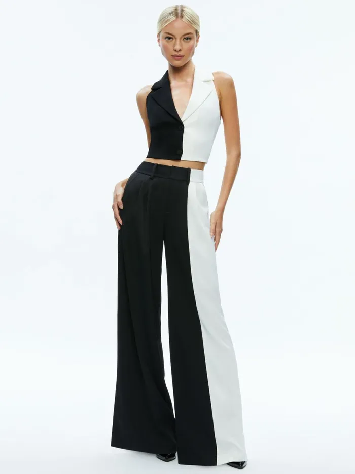 Womens Pants Alice Olivia Pompey Color Block Pant Blackoff White