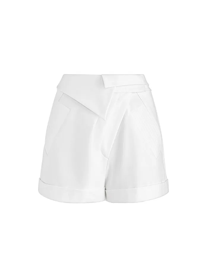Womens Shorts Alice Olivia Chad Asymmetric Cuffed Cargo Short White