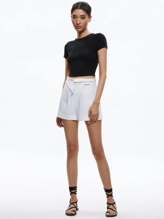 Womens Shorts Alice Olivia Chad Asymmetric Cuffed Cargo Short White