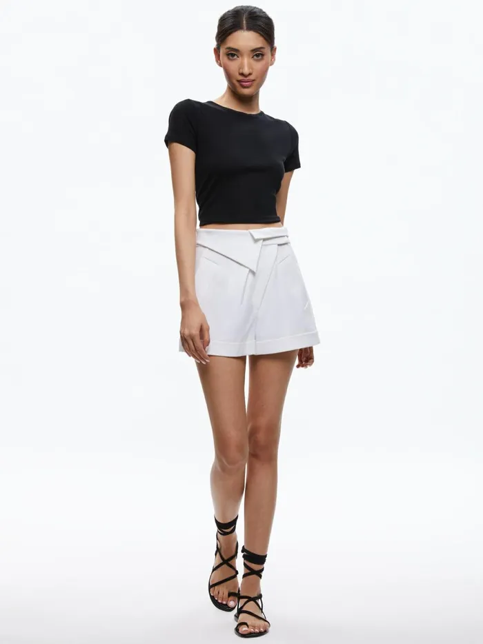 Womens Shorts Alice Olivia Chad Asymmetric Cuffed Cargo Short White