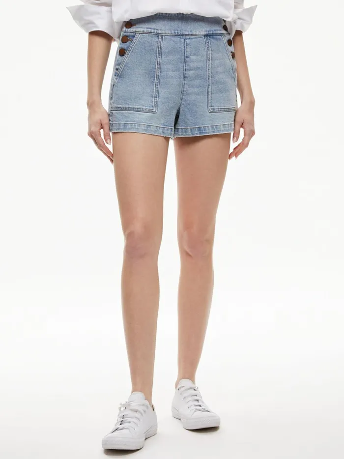 Womens Shorts Alice Olivia Donald Jean Short Rockstar Blue
