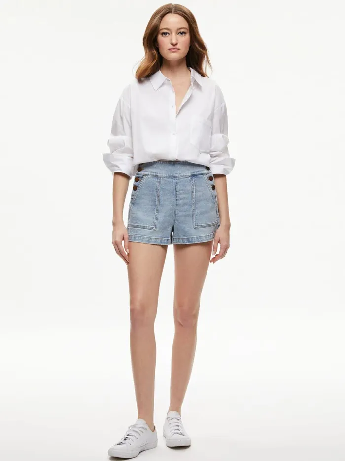 Womens Shorts Alice Olivia Donald Jean Short Rockstar Blue