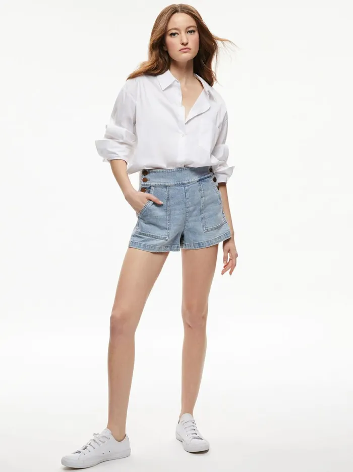 Womens Shorts Alice Olivia Donald Jean Short Rockstar Blue