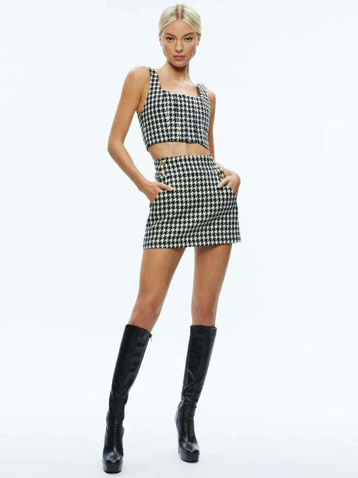 Womens Skirts Alice Olivia Donald Side Button Skirt Blackoff White