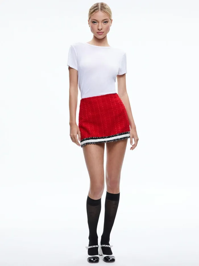 Womens Skirts Alice Olivia Rubi Tweed Mini Skirt Perfect Rubyblackwhite