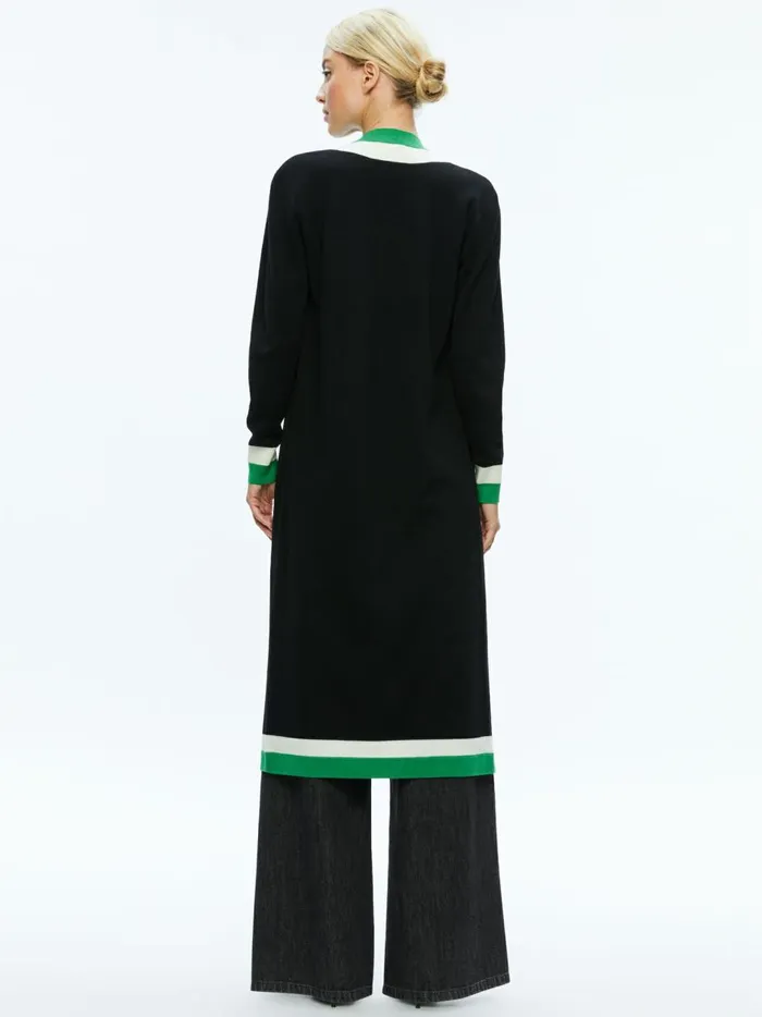 Womens Sweaters Alice Olivia Bradford Cardigan Blacklight Emeraldecru