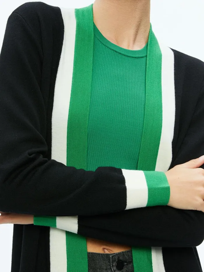 Womens Sweaters Alice Olivia Bradford Cardigan Blacklight Emeraldecru