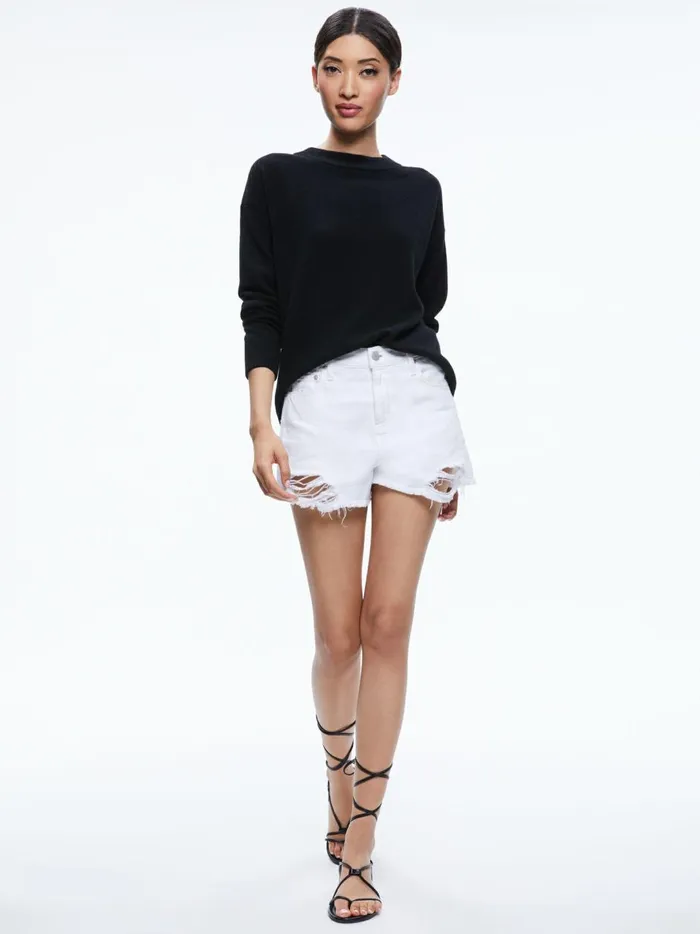 Womens Sweaters Alice Olivia Fila Crewneck Pullover Black