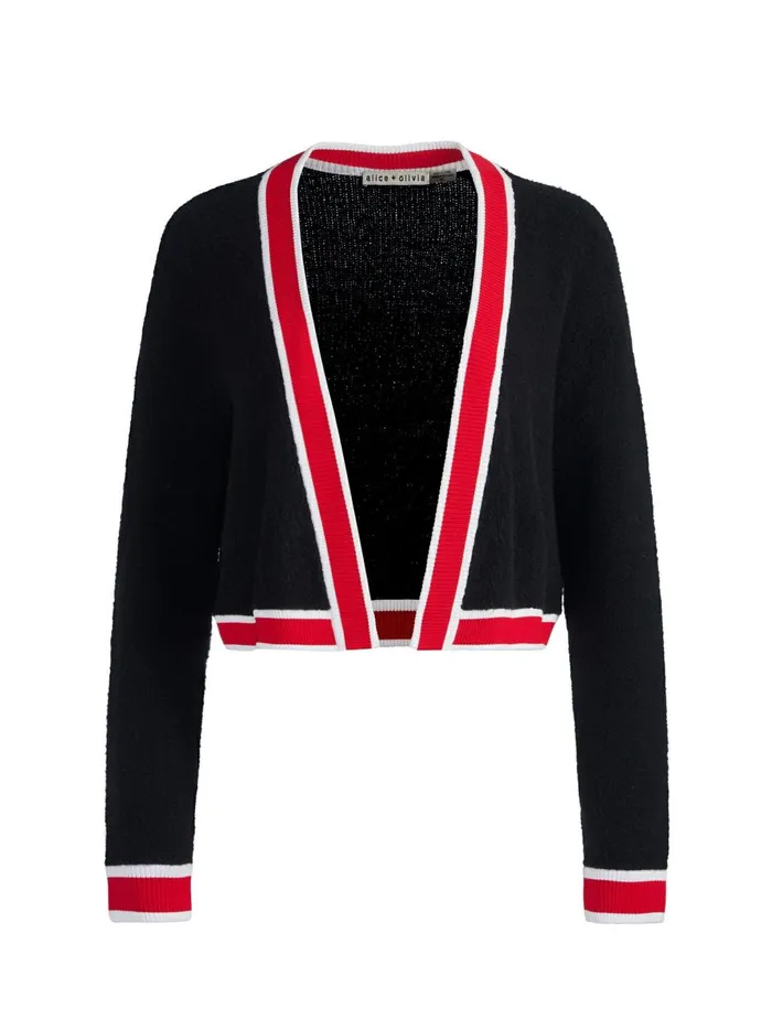 Womens Sweaters Alice Olivia Juana Cropped Cardigan Blackperfect Ruby