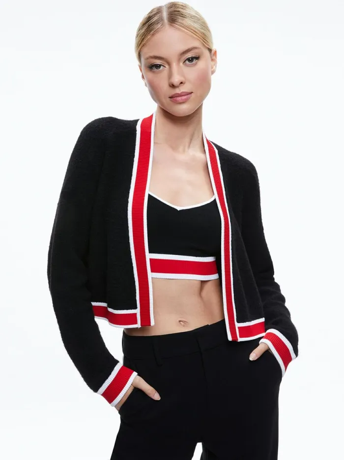 Womens Sweaters Alice Olivia Juana Cropped Cardigan Blackperfect Ruby