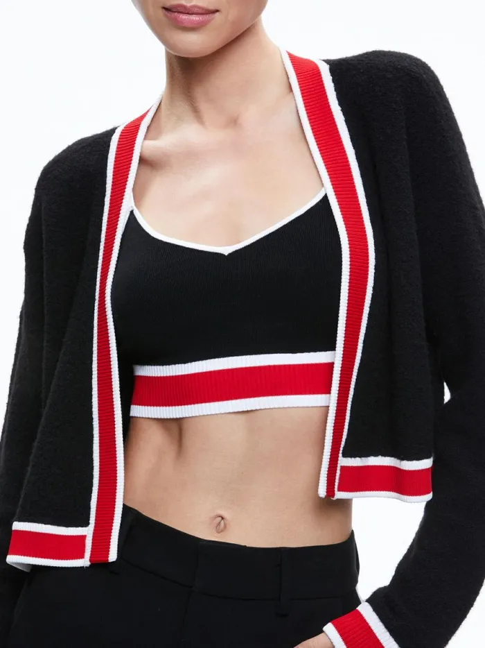 Womens Sweaters Alice Olivia Juana Cropped Cardigan Blackperfect Ruby