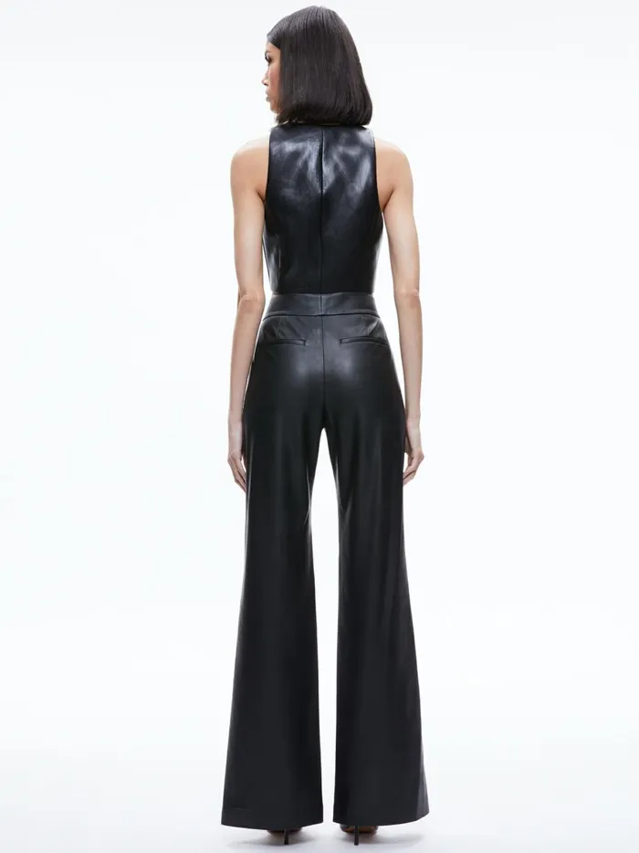 Womens Tops Alice Olivia Donna Vegan Leather Vest Black